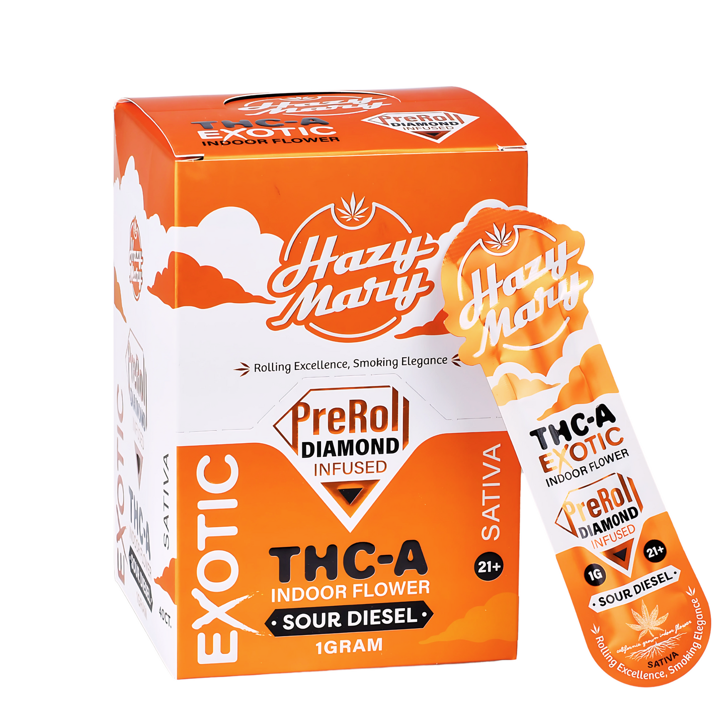 2- Pack Hazy Mary 1G Exotic Diamond Infused THCA Pre-Rolls