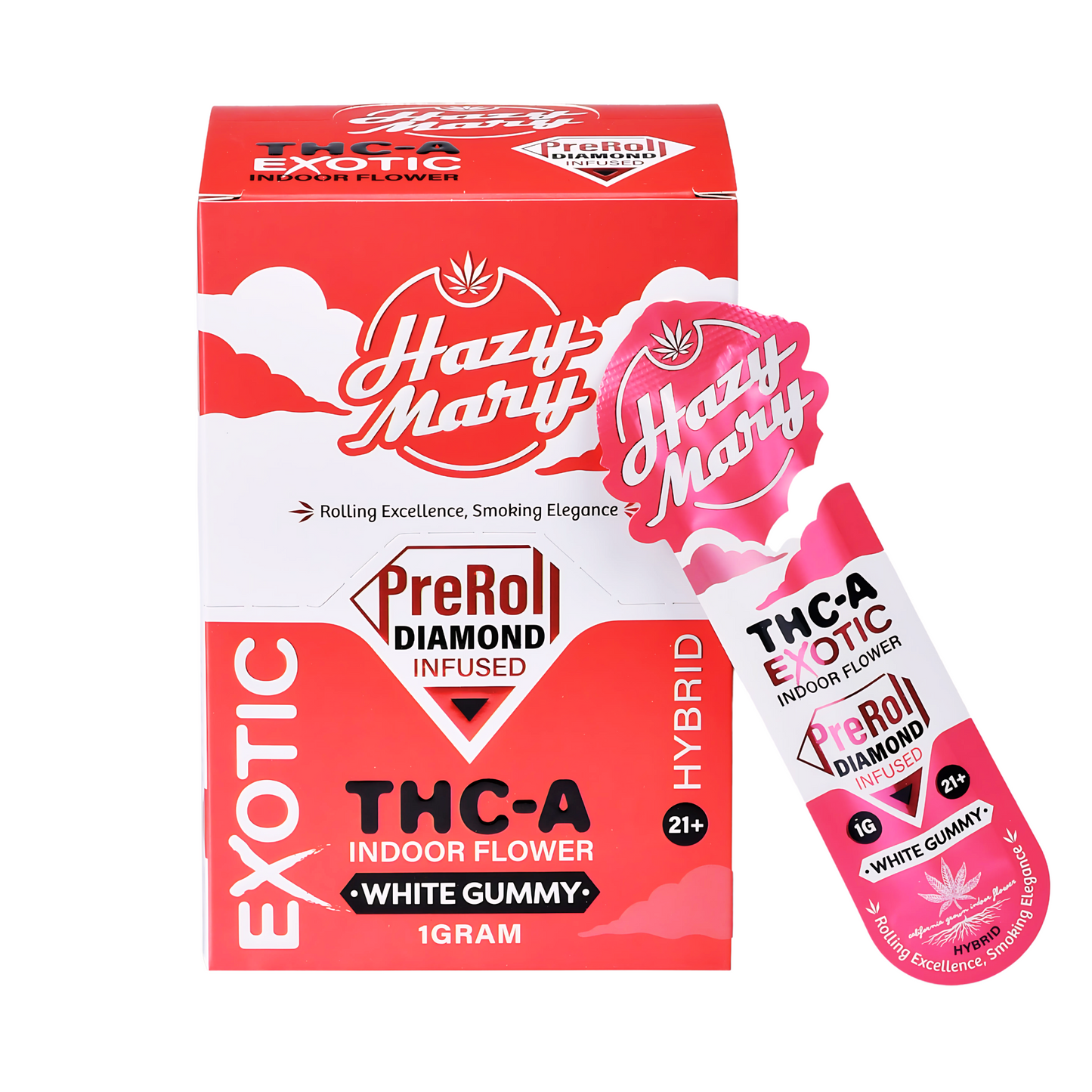 2- Pack Hazy Mary 1G Exotic Diamond Infused THCA Pre-Rolls
