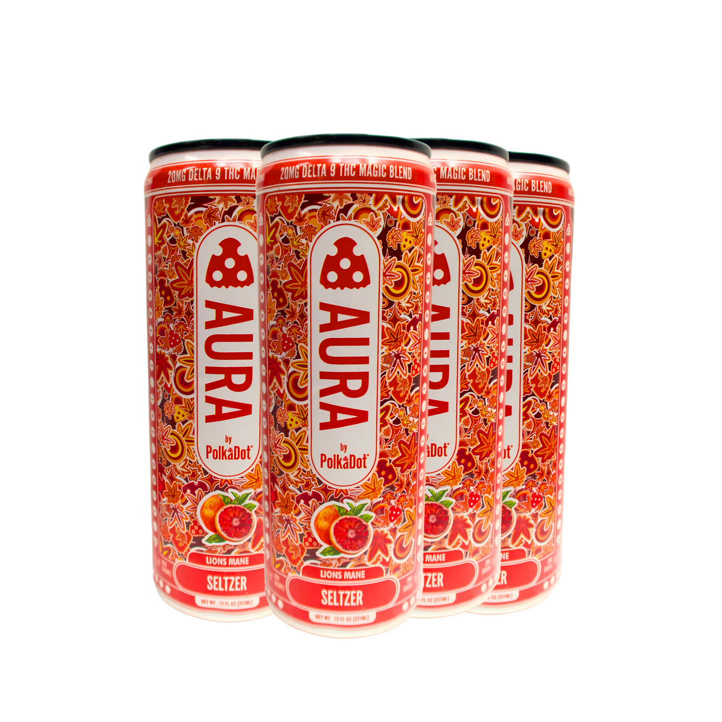 Aura Lions Mane + THC 20mg Seltzer (4 Pack)